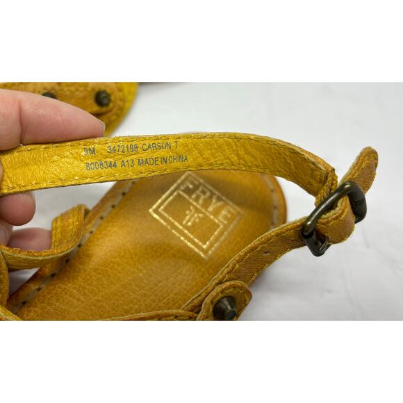 Frye Carson T Strap Leather Studded Ankle Strap Casual Thing Sandals Size 9 - Picture 8 of 8